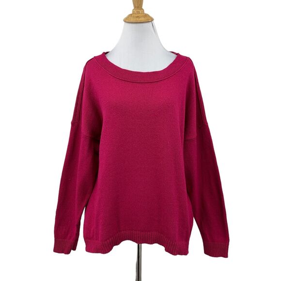 J.Jill Easygoing Relaxed Sweater Womens S Small Raspberry Drop Shoulder Pullover - Picture 1 of 13